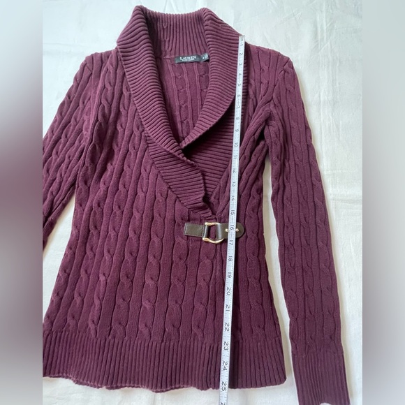 Lauren Ralph Lauren Shawl Cable Knit Tailored Fit Sweater - Picture 14 of 16